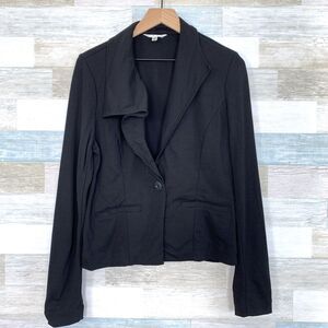 CAbi Absolute Ponte Blazer Jacket Black Asymmetric Ruffle 911 Womens Medium